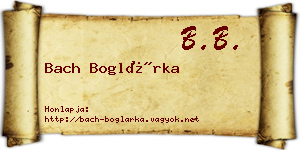 Bach Boglárka névjegykártya